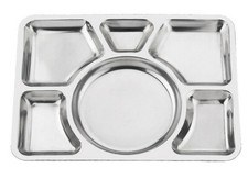 6 Compartment Stainless Steel Food Serving Dish Indian Large Thali Dinner Plate