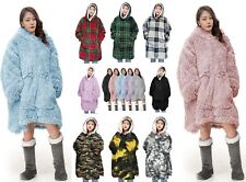 VERY SOFT WARM GIANT SHERPA PLUSH TEDDY SWEATSHIRT FUR OVER SIZED HOODIE REVERSE