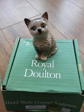 ROYAL DOULTON CAT PERSIAN KITTEN MODEL No. DA 128 GREY GLOSS PERFECT - BOXED