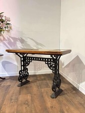 Vintage Dominos Games Table With Cast Iron Decorative Base