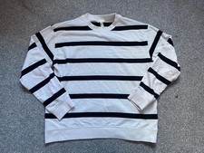 H&M white/black stripe jumper sweater size medium 10/12