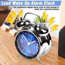 Super Loud Twin Bell Alarm Clock with Night Light not ticking Bedside Home Decor