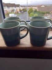 Set Of 4 Stoneware Striped Heritage Mugs, New