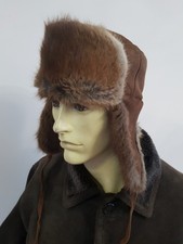 PREMIUM  real Muskrat / Bisam  trapper ushanka   FUR hat size M 56cm