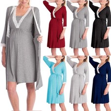 Pregnant Women Lace Maternity Nursing Nightdress Nightwear  Nightie Robe Gown