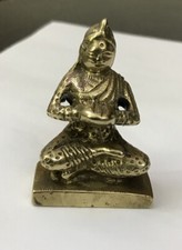 Vintage Chinese Brass Miniature Sitting Shakyamuni Buddha Statue Sculpture Deity
