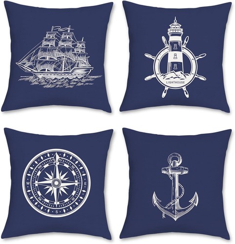 Nautical cushion covers set - nautical,