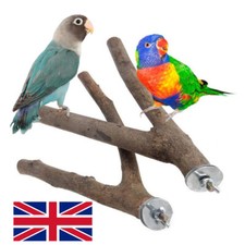 2Pcs Parrot Bird Stand Tree Branch Hanging Toys Wood Cage Perches Pet Budgie Set
