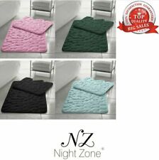 Bath Mat Set Memory Foam Pebble Stone Non Slip Soft Toilet Bathroom Rug Set 