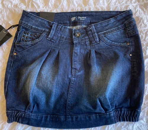 Dark blue denim - mini, skirt