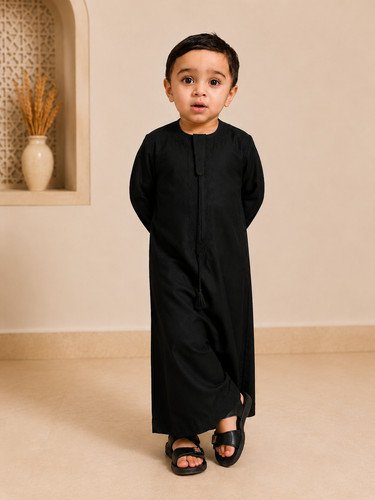 Boys black cotton thobe kids - black,
