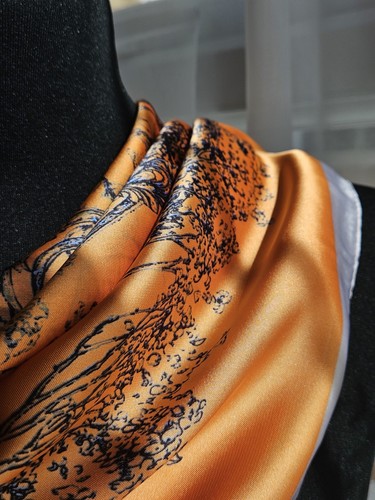 Orange silk feel - silk, vintage