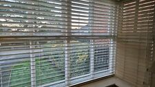 Set of 3 Real Wood Venetian Blinds for Bay Window 50MM Slats  - Ivory / Cream