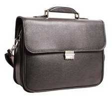 Black Lorenz Laptop Business Leather PU Large Case with a Combination Lock 6905