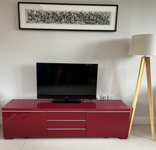 Ikea Besta Burs TV Unit, High Gloss Red, Good Condition.
