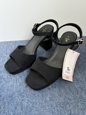 New Ladies TU Black Suede Party Sandals Size 4