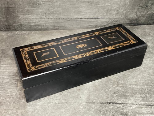 Antique ebonised box with - ebonised,