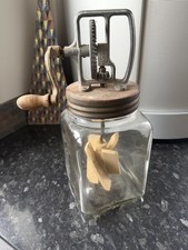 Antique 1920's Butter Churn - Vintage Churner Jar Glass Wooden