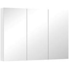 HOMCOM Bathroom Mirror Cabinet with 4 Adjustable Shelves, White