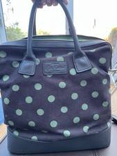 Original Cath Kidston Backpack Handbag, Brown With Green Polka Dots, Cotton