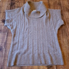 Relaxed high neck Kaliko, tunic jumper, Oatmeal, wool, angora, UK 20