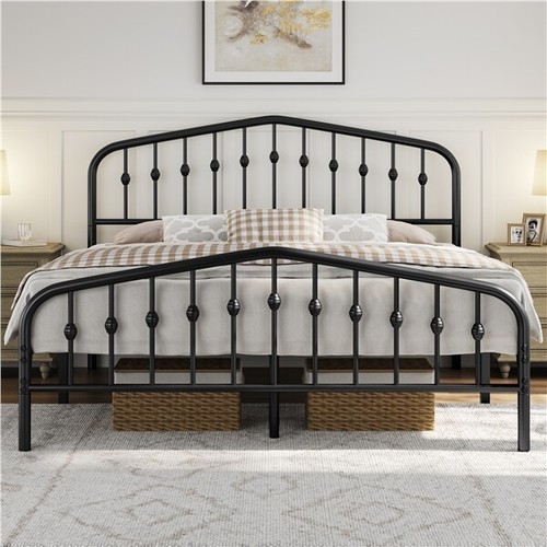 Metal bed frame with - bed, arched