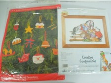 2 Kits : Country Companions "ME FIRST" Cross Stitch + Avon Christmas Needlecraft