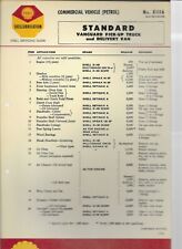 SHELL LUBRICATION CHART SERVICING GUIDE STANDARD VANGUARD PICK UP & DELIVERY VAN