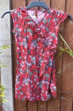 GIRLS DRESS AGE 11-12 RED FLORAL TROPICAL SUMMER HOLIDAY BEAUTIFUL VGC