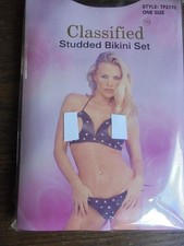 Leather look studded bikini -