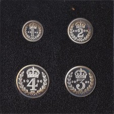 Coin Silver Proof 2006 Maundy Money 4D 3D 2D 1D in Royal Mint Case Scarce