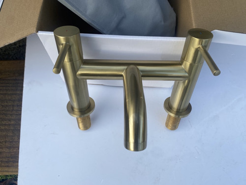 Brushed brass bath mixer tap