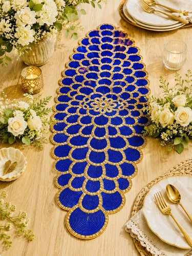 Handmade blue gold beaded - handmade,