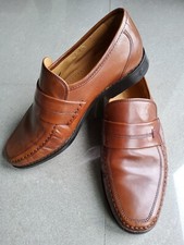 Clarks Men's Formal Slip On Loafer Shoes Brown Leather UK 6 Extra Wide