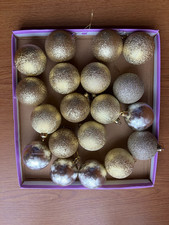 bundle job lot of 19 silver and gold glitter themed christmas baubles