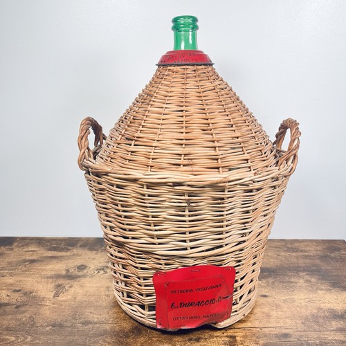 Vtg demijohn wicker basket - wicker,