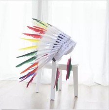 American Chief Headwear Halloween Cosplay Unisex Indian Feather Headpiece Native