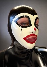 Latex Gummi Rubber  hood/mask . LARGE CLOWN .
