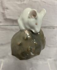 Rare Vintage Royal Copenhagen Porcelain Mouse on Chestnut 511