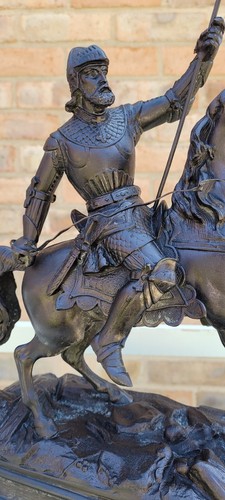 Antique spelter knight - antique, on