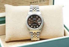 Mens Steel & Gold Rolex Datejust 36 16233 Custom Chocolate Diamond Dial & Bezel