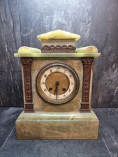 GREEN VICTORIAN ONYX MANTEL CLOCK FOR PARTS OR REPAIR 