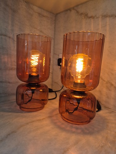Pair habitat pink glass - of,