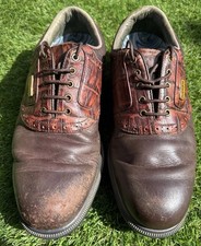 FootJoy Dryjoys Tour Golf Shoes Mens Brown Leather Spiked Waterproof - Size 7.5