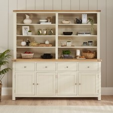 Marbury Cream Painted Extra Large 4 Door Sideboard with Bookcase Dresser Top