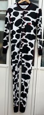 Cow's Creamery (PEI) Womens White/Black Cow Print One Piece, Small.