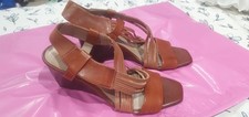Pretty Marks and Spencer Brown Wood look Tan Ladies Summer Sandals Size 4