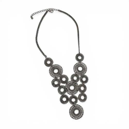 Silver tone statement necklace - tone,