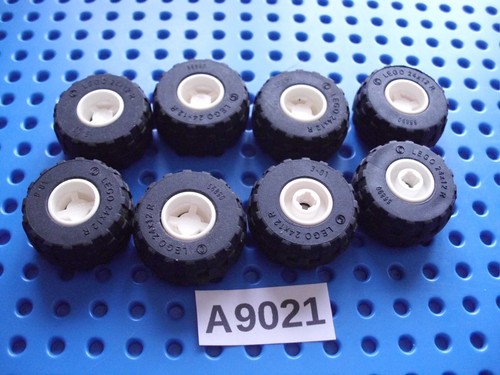 Lego white rims with tyres - with, (24