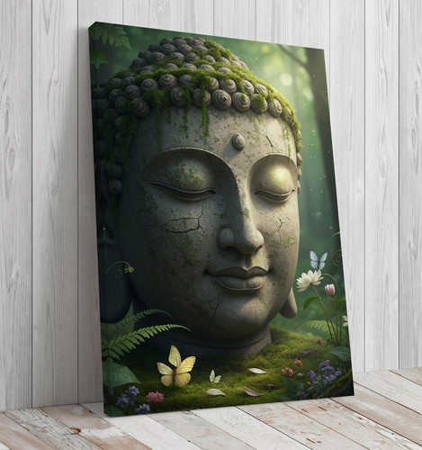 Serene buddha face - face, canvas